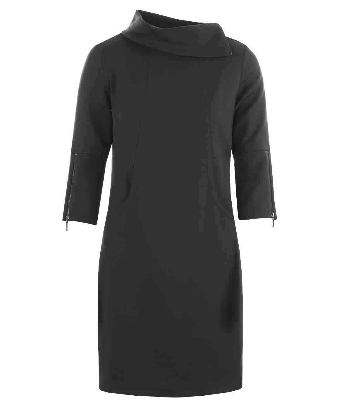 Dress with a shawl collar and ¾ sleeves with zippers, with rayon and viscose 0